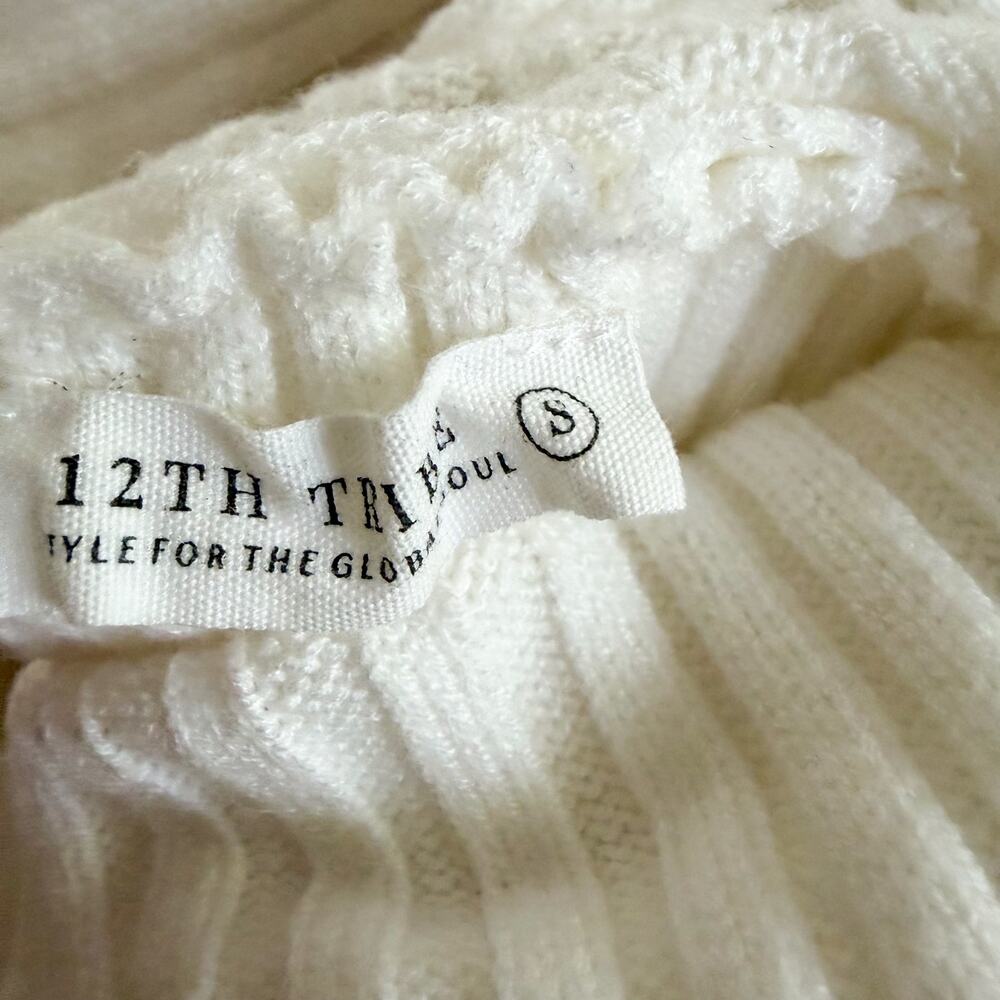 NWOT 12th Tribe Gwyneth Ribbed Open Back Sweater Midi Dress White Cream Small - Picture 8 of 9